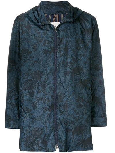 Etro Floral Print Hooded Jacket In Blue