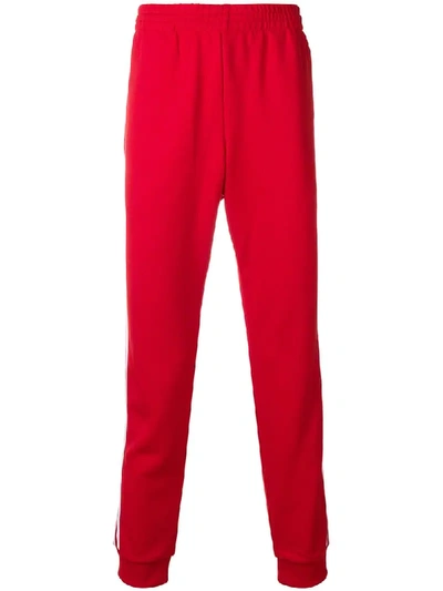 Adidas Originals Men's Sst Contrast-striped Sweatpants In Red