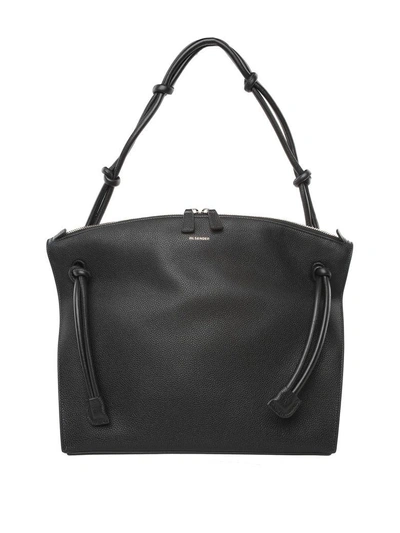 Jil Sander Hill Md Grained-leather Tote Bag In Nero
