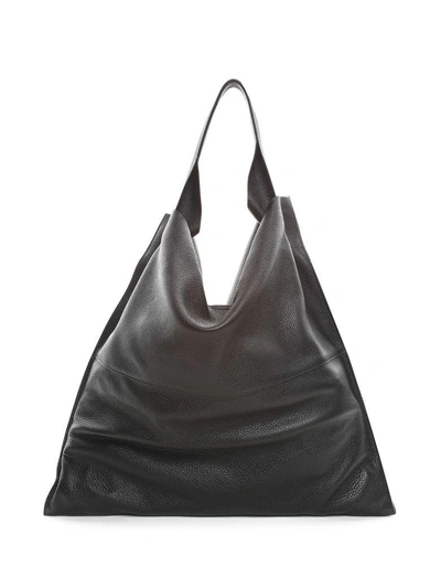 Jil Sander Xiao Md Grained-leather Shoulder Bag In Nero