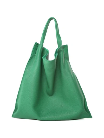 Jil Sander Xiao Md Grained-leather Shoulder Bag In Verde
