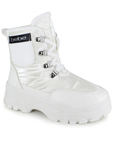 Bebe Women's Jadah Lug Sole Hiking Boots In White