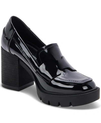 Aqua College Women's Jonnie Waterproof Block-heel Loafers, Created For Macy's Women's Shoes In Black Leat