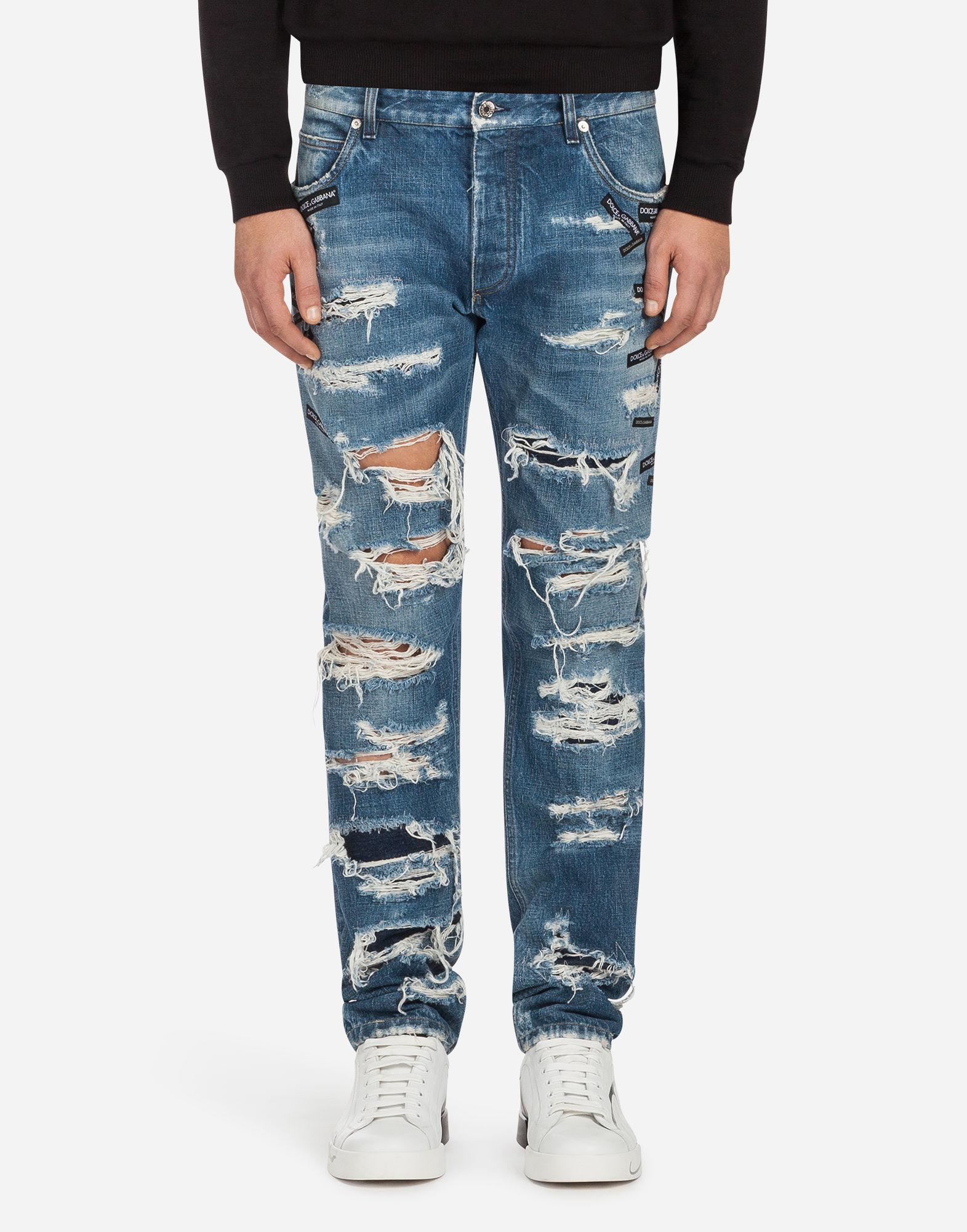 Dolce & Gabbana Comfort Fit Jeans With Patches In Blue | ModeSens