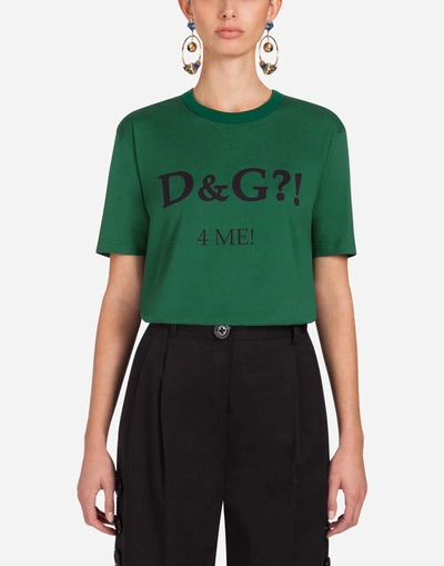 Dolce & Gabbana Printed Cotton T-shirt In Green