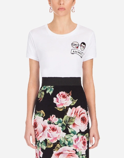 Dolce & Gabbana Cotton T-shirt With Designers' Patches In White