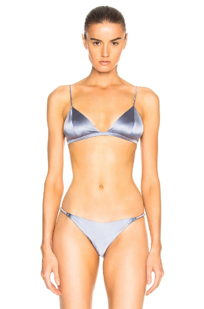 Fleur Du Mal Luxe Triangle Bra In Blue