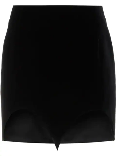 Saint Laurent Scallop-hem Velvet Skirt In Black