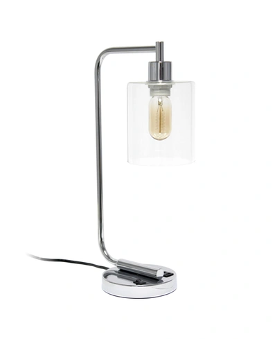 Lalia Home Modern Desk Lamp With Usb Port And Glass Shade In Chrome