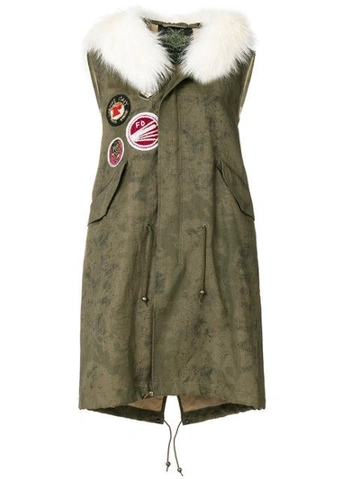 Mr & Mrs Italy Sleeveless Patch Parka In Green