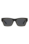 Tory Burch Golden Rim Rectangle Acetate Sunglasses In Black