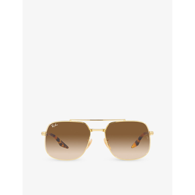 Ray Ban Ray-ban Womens Gold Rb3699 Polarised Polished-metal Sunglasses