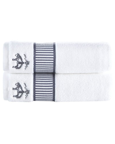 Brooks Brothers Fancy Border 2pc Hand Towels In Silver-tone