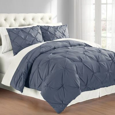 Cathay Home Inc. Premium Collection Pintuck 3 Pc. Comforter Set Collection Bedding In Indigo