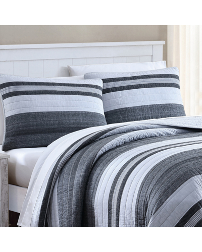 Nautica Ardmoore Grey Cotton Reversible Quilt Set Bedding In Dark Gray
