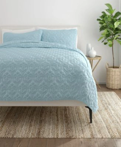 Ienjoy Home Home Collection Premium Ultra Soft Damask Pattern Quilted Coverlet Set Bedding In Blue
