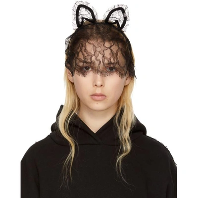Maison Michel Black Lace Heidi Cat Veil Headband