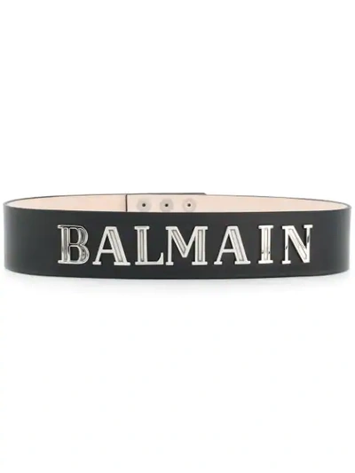 Balmain Embellished Leather Belt In Black