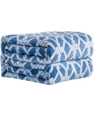 Sedona House Printed Flannel Blankets Bedding In Navy