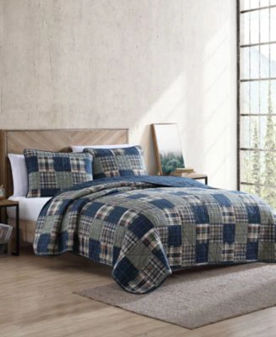 Eddie Bauer Madrona Navy Plaid Quilt Set Bedding In Navy,green