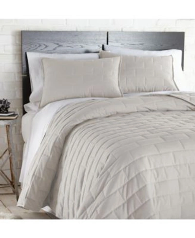 Southshore Fine Linens Oversized Brickyard Embroidered Quilt Sham Set Bedding In White