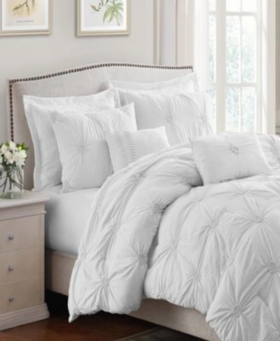 Cathay Home Inc. Floral Pintuck Comforter Sets Bedding In White