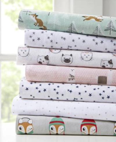 Intelligent Design Novelty Print Flannel Sheet Set Collection Bedding In Teal Dogs