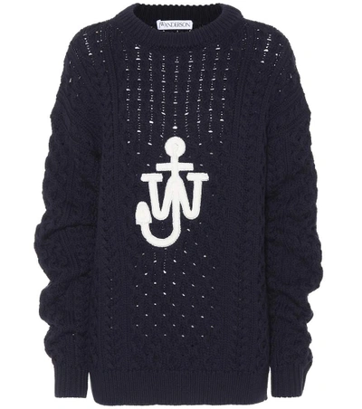 Jw Anderson Cotton-blend Sweater In Blue