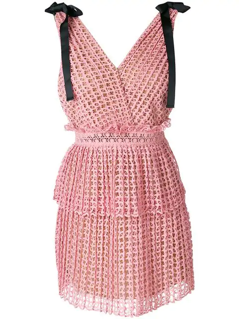 tiered guipure lace mini dress