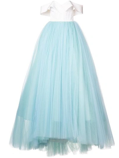 Christian Siriano Tulle Skirt Ball Gown In Blue
