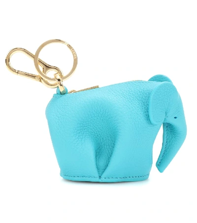 Loewe Elephant Leather Pouch In Blue