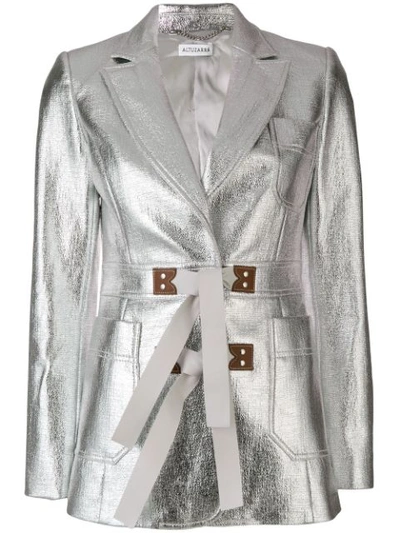 Altuzarra Metallic Tie Waist Bastille Jacket In Silver