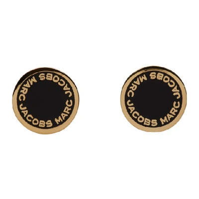 Marc Jacobs Enamel Disc Stud Earrings In 062 Blk/oro