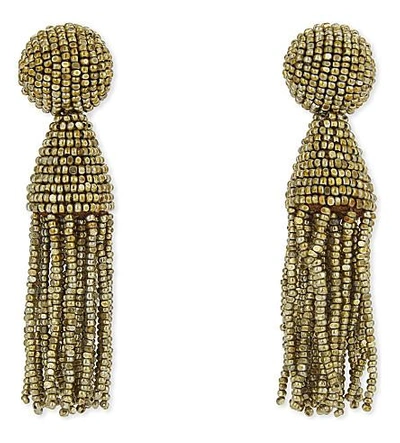 Oscar De La Renta Classic Beaded Tassel Clip-on Earrings In Champagne