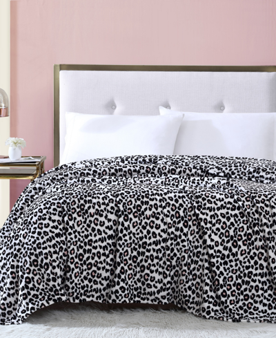 Betsey Johnson Betseys Leopard Ultra Soft Plush Blanket Bedding In Black