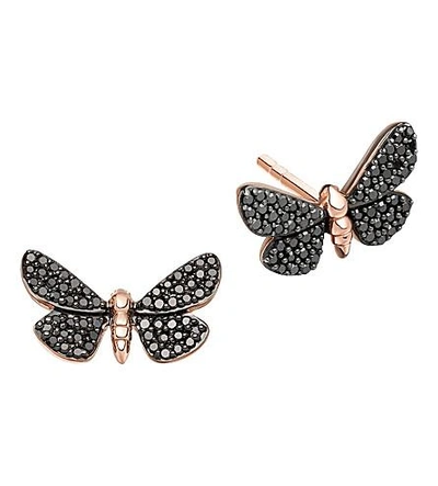 Astley Clarke Photoaxis Cinnabar Papillon 14ct Rose-gold Diamond Stud Earrings