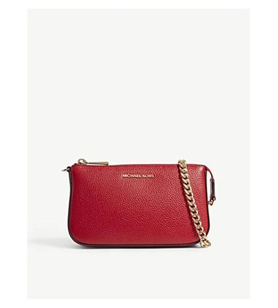 Michael Michael Kors Textured Leather Chain Wallet In Bright Red