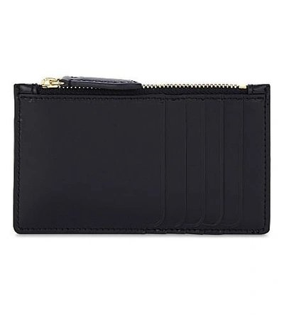 Diane Von Furstenberg Leather Card Holder In Alexander Navy