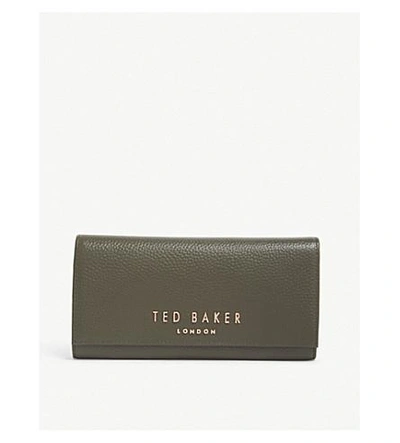 Ted Baker Lura Matinee Leather Wallet In Khaki