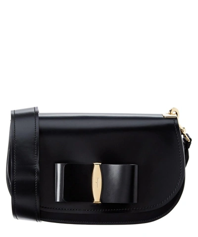 Ferragamo Anna Small Vara Lux Leather Shoulder Bag In Black