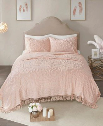 Madison Park Laetitia Medallion Fringe Cotton Chenille Coverlet Sets In Ivory