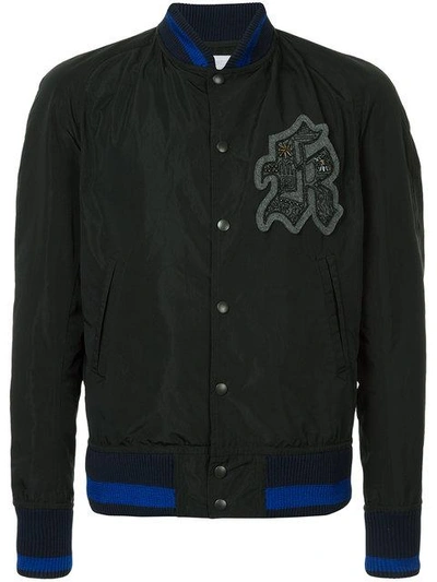 Kolor Logo Patch Bomber Jacket In E-black