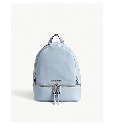 Michael Michael Kors Rhea Medium Leather Backpack In Pale Blue