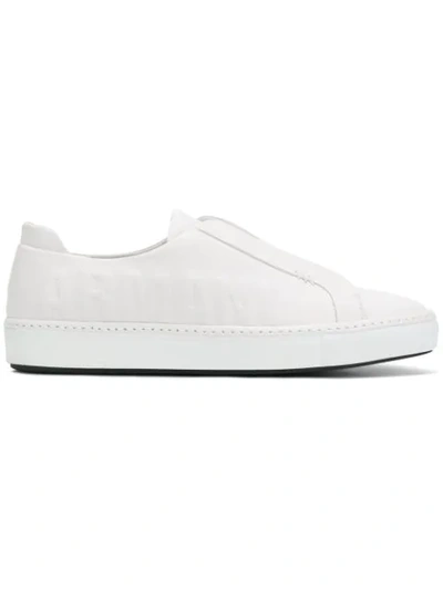 Giorgio Armani Men's Logo-embossed Slip-on Low-top Sneakers, White