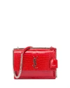 Saint Laurent Medium Sunset Croc-embossed Leather Shoulder Bag In Rouge