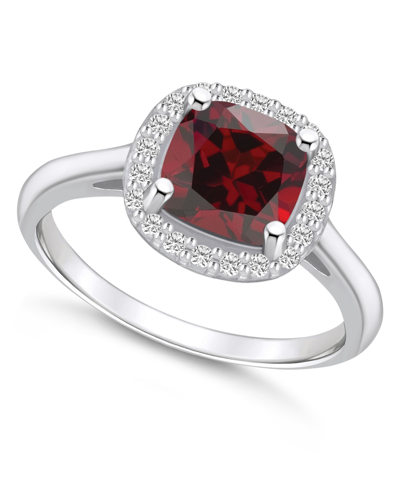 Macy's Garnet (2-3/4 Ct. T.w.) And Diamond (1/4 Ct. T.w.) Halo Ring In 14k White Gold