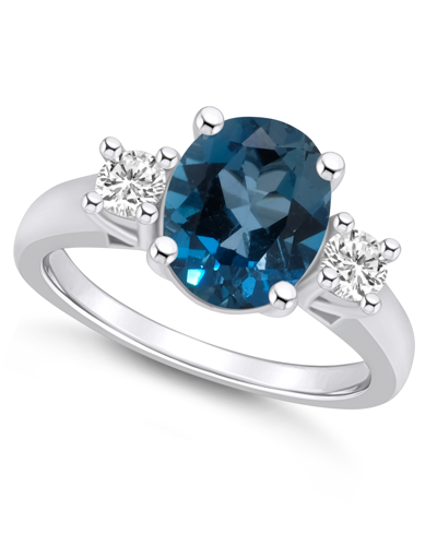 Macy's London Blue Topaz And Diamond Ring (3-5/8 Ct.t.w And 1/3 Ct.t.w) 14k White Gold