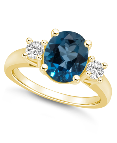 Macy's London Blue Topaz And Diamond Ring (3-5/8 Ct.t.w And 1/3 Ct.t.w) 14k Yellow Gold