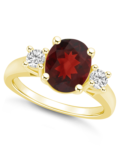 Macy's Garnet And Diamond Ring (3-1/10 Ct.t.w And 1/3 Ct.t.w) 14k Yellow Gold