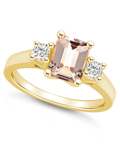 Macy's Morganite And Diamond Ring (1-3/8 Ct.t.w And 1/4 Ct.t.w) 14k Yellow Gold